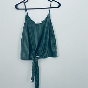 Green tie front tank